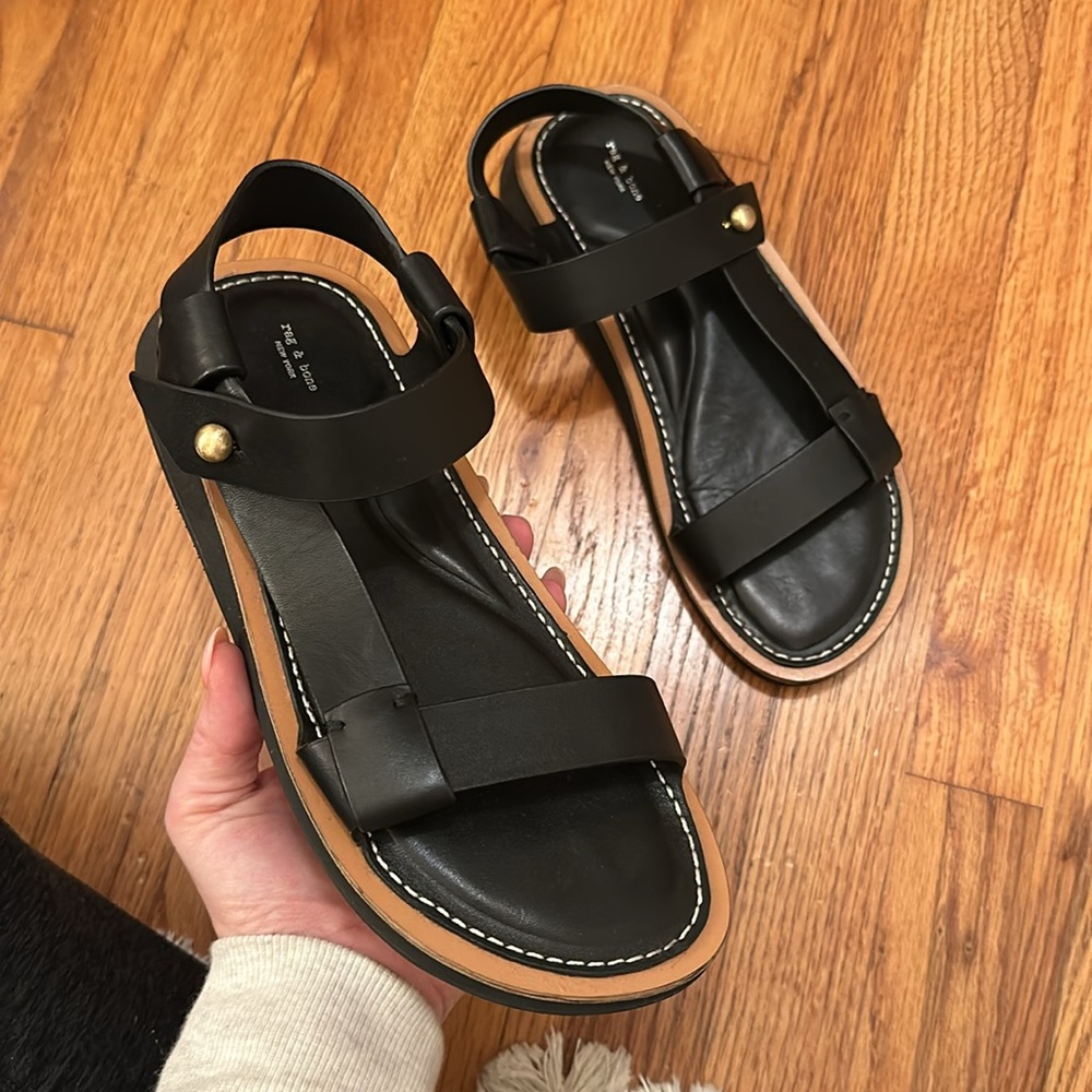 Rag & Bone Parker Strappy Sandals in Black Leather - Like New - 7.5 - Picture 2 of 9